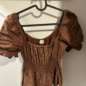 Sunday Best Chocolate Puff Sleeve Blouse